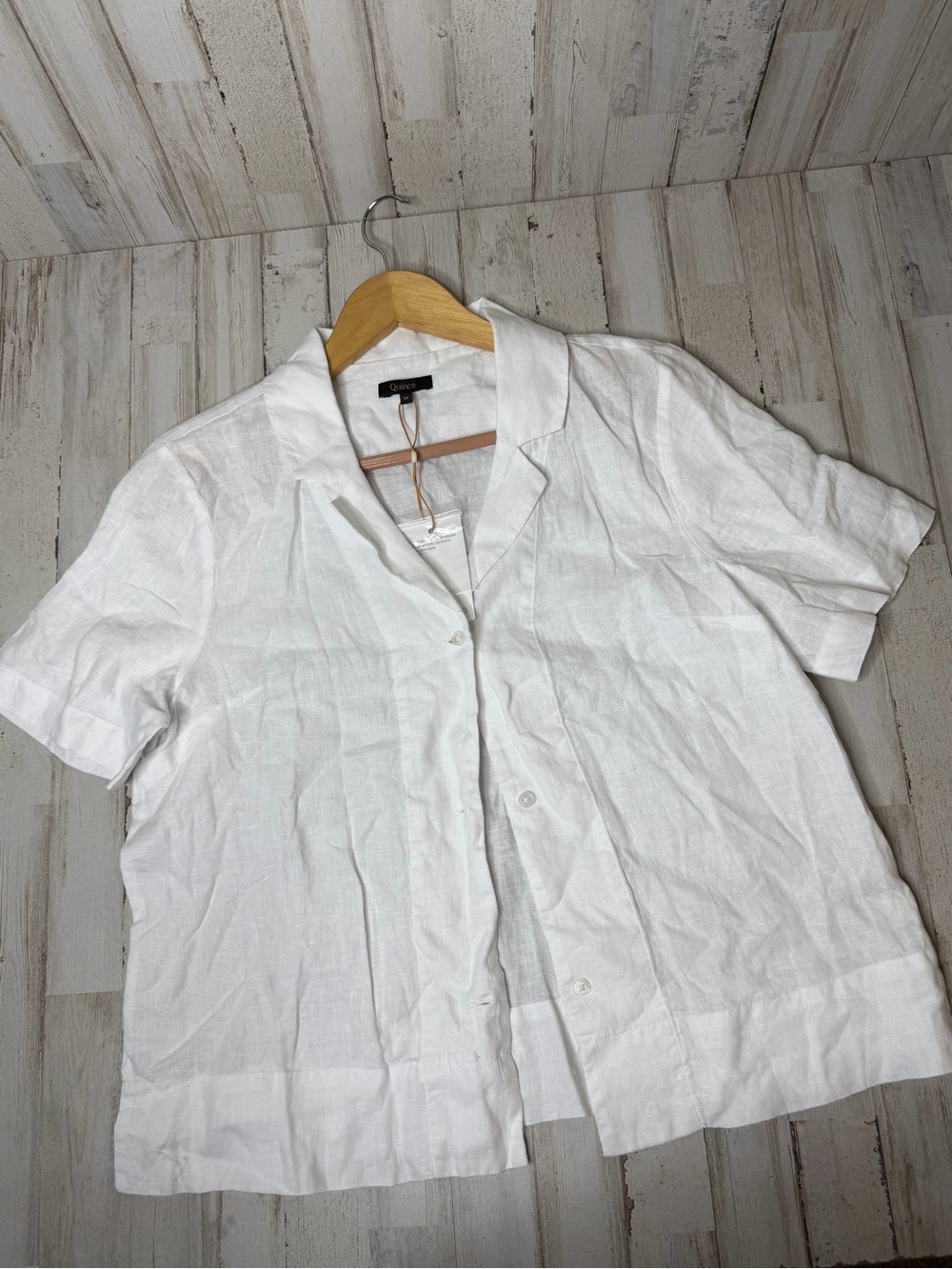 Quince White Short-Sleeve Button-Down Shirt